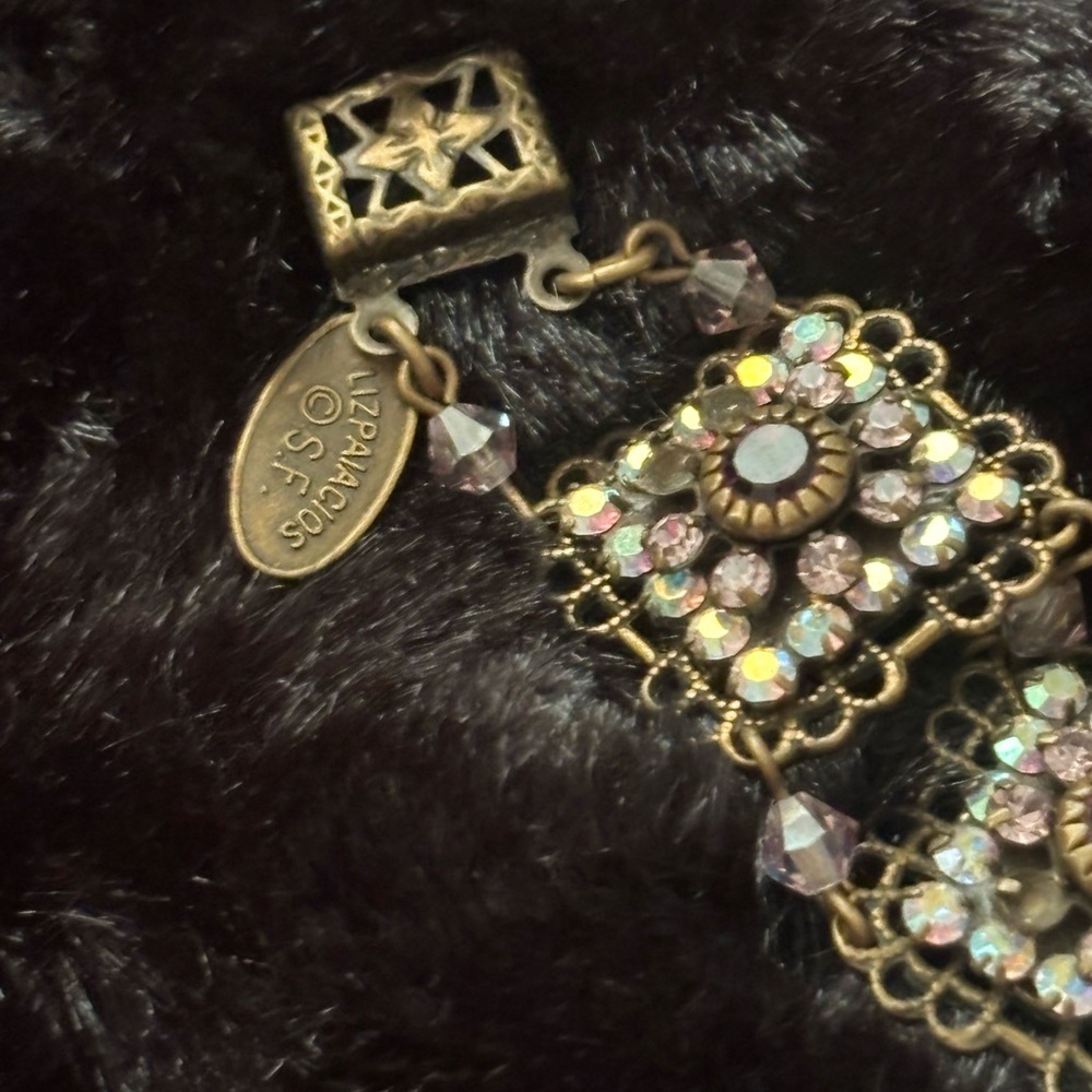 Liz palacios  Crystal Filigree Bracelet Vintage Signed